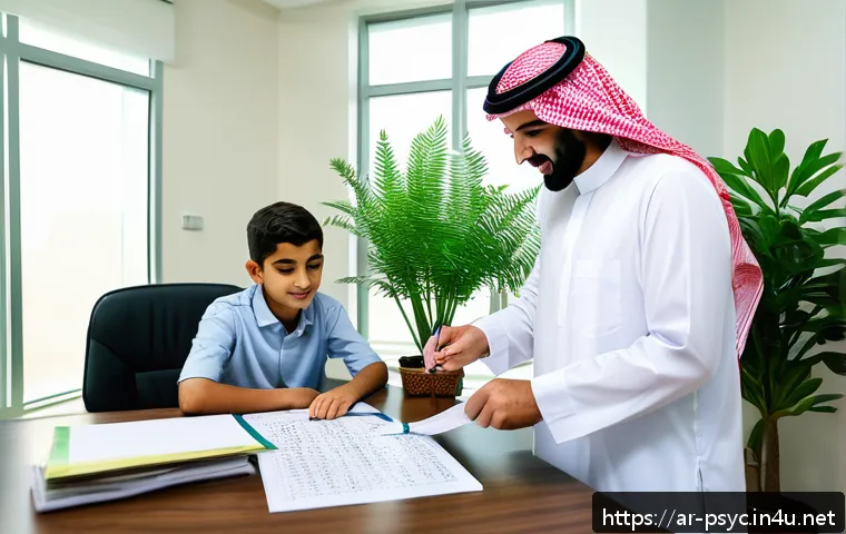 정신건강검진 비용 - A modern psychological clinic in Saudi Arabia, featuring a professional Arab male psychologist condu...